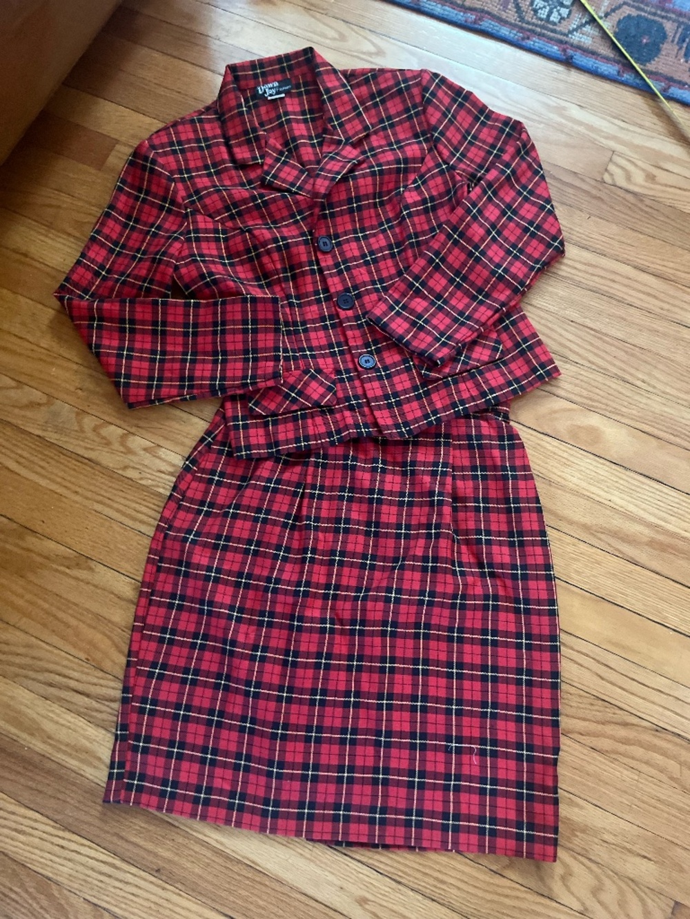 Dawn Joy Skirt Suit Women Red Tartan Military Pencil Skirt sz 12